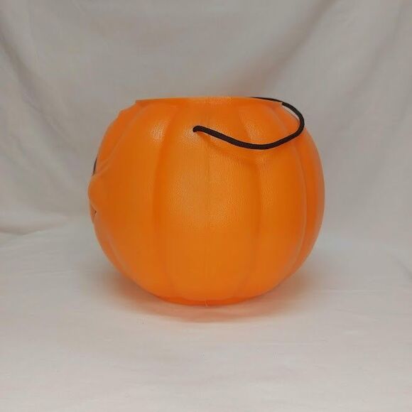 Vtg Norfolk Halloween Pumpkin Blow Mold Pail Bucket Trick-or-treat Made In USA - Picture 2 of 6